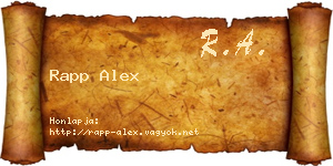 Rapp Alex névjegykártya